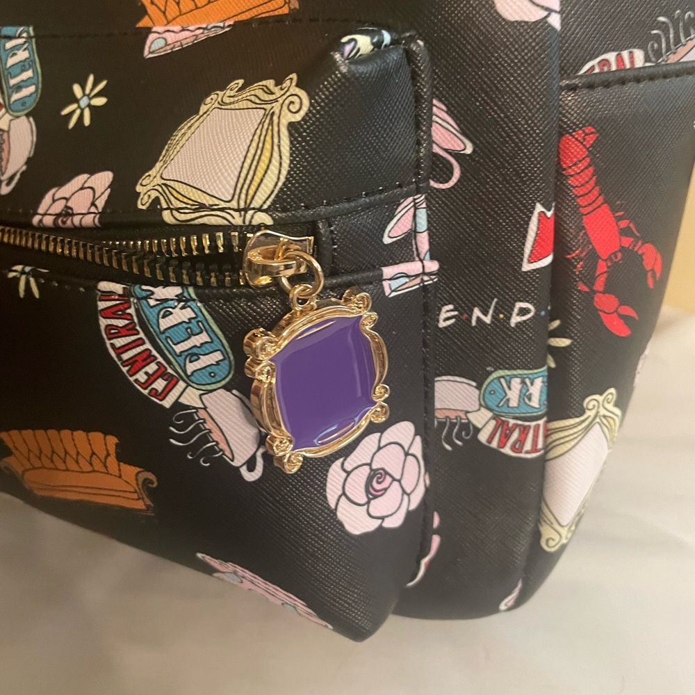 Black Friends Patterned Backpack - image 7
